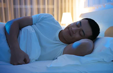 Men getting restful sleep 